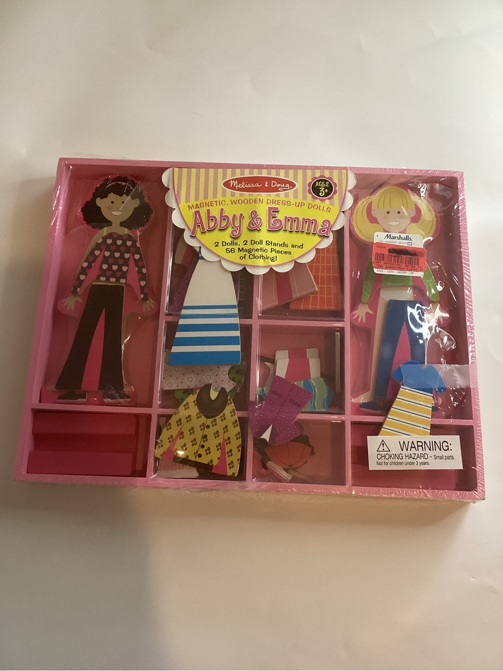 New Melissa & Doug Abby & Emma 60 Piece Magnetic Wooden Dress-up Dolls Play Set